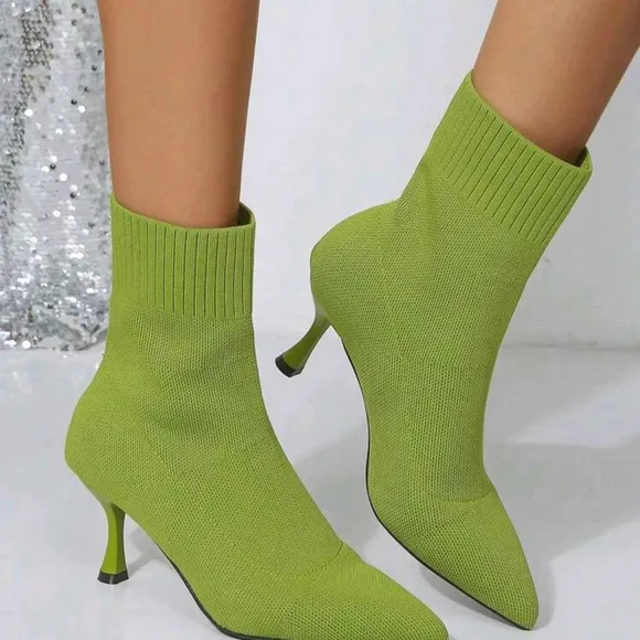 Pointed Toe Breathable High Heel Ankle Boots For Women