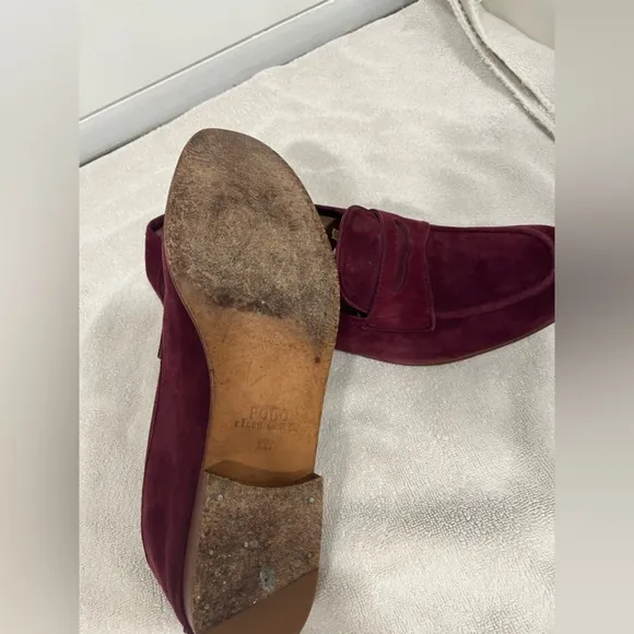 Polo by RALPH LAUREN burgundy suede penny loafers - 8.5