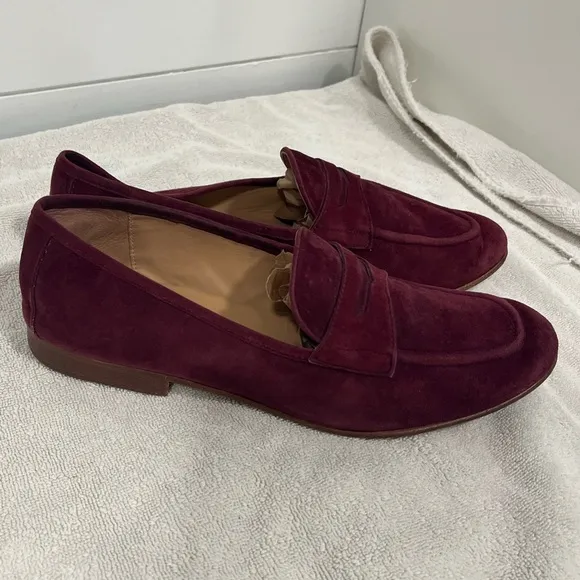 Polo by RALPH LAUREN burgundy suede penny loafers - 8.5