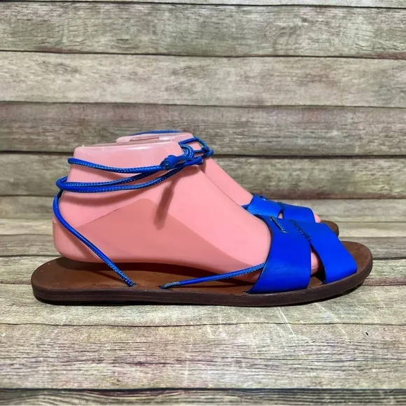 Polo Ralph Lauren Blue Leather Open Toe Gladiator Sandals