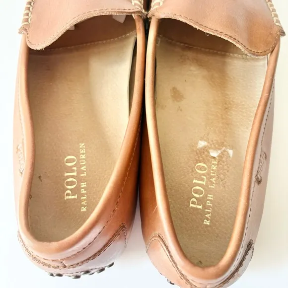 Polo Ralph Lauren Brown Leather Driving Loafers Woodley Slip On Shoes