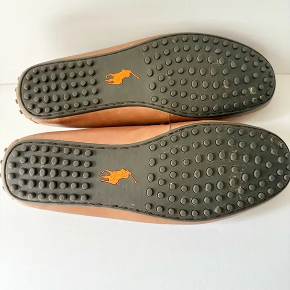 Polo Ralph Lauren Brown Leather Driving Loafers Woodley Slip On Shoes