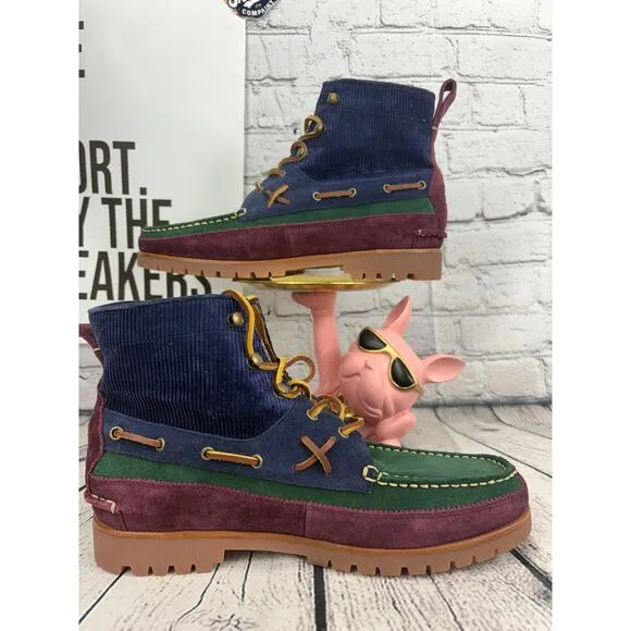 Polo Ralph Lauren Country Ranger Mid Corduroy Suede Boots Mens 10 Colorblock NEW