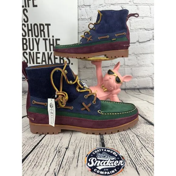 Polo Ralph Lauren Country Ranger Mid Corduroy Suede Boots Mens 10 Colorblock NEW