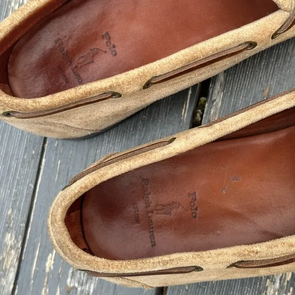 Polo Ralph Lauren Moccasin Shoes Slip On Suede Tan Driving Loafers Mens 11 D