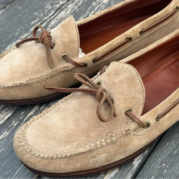 Polo Ralph Lauren Moccasin Shoes Slip On Suede Tan Driving Loafers Mens 11 D