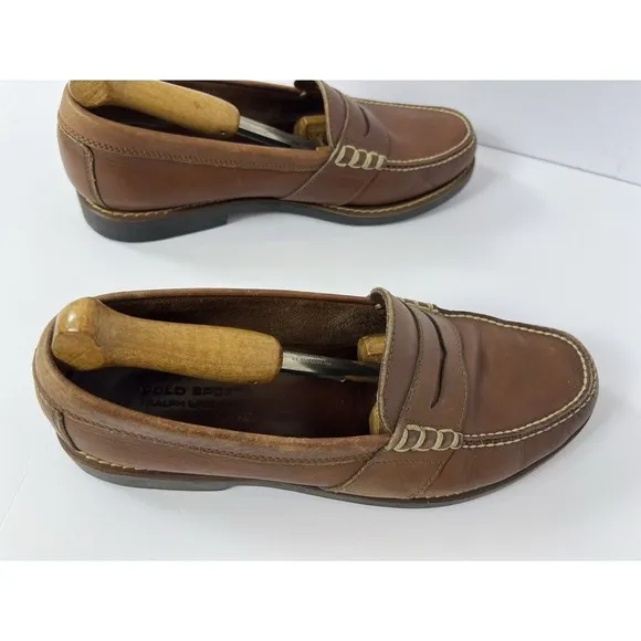 Polo Ralph Lauren Sport Leather Penny Loafers Slip On Mens 13D Brown Academia