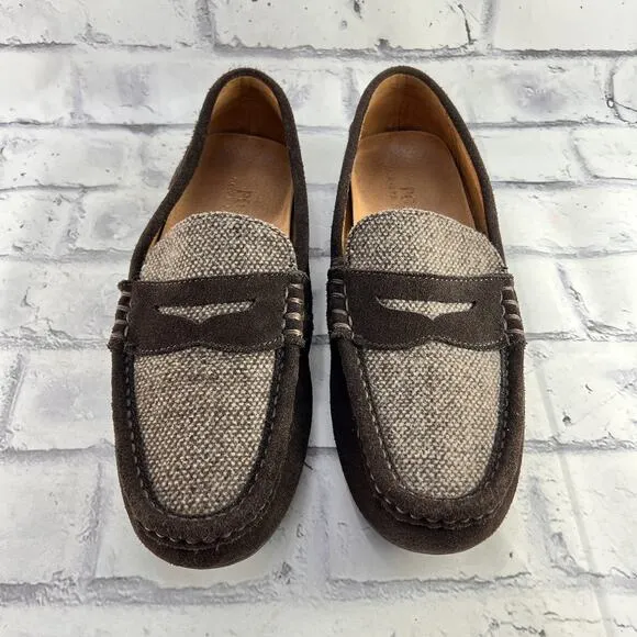 Polo Ralph Lauren WES II Driving Penny Loafer Men 9.5D Brown Suede Tweed Slip On