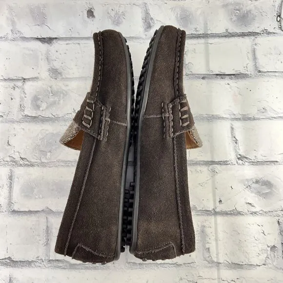 Polo Ralph Lauren WES II Driving Penny Loafer Men 9.5D Brown Suede Tweed Slip On