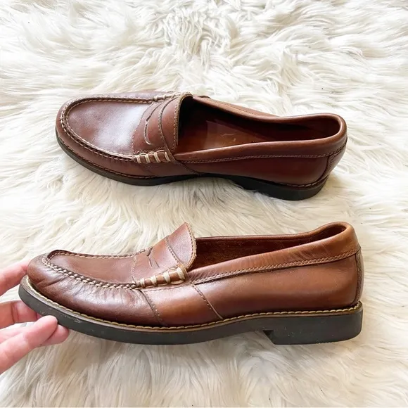 Polo Sport Ralph Lauren Brown Leather Slip On Penny Loafers Men’s Size 9.5M
