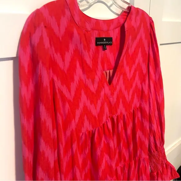 Pomander Place Women's Hot Pink Ikat Kenzo Dress in Size M