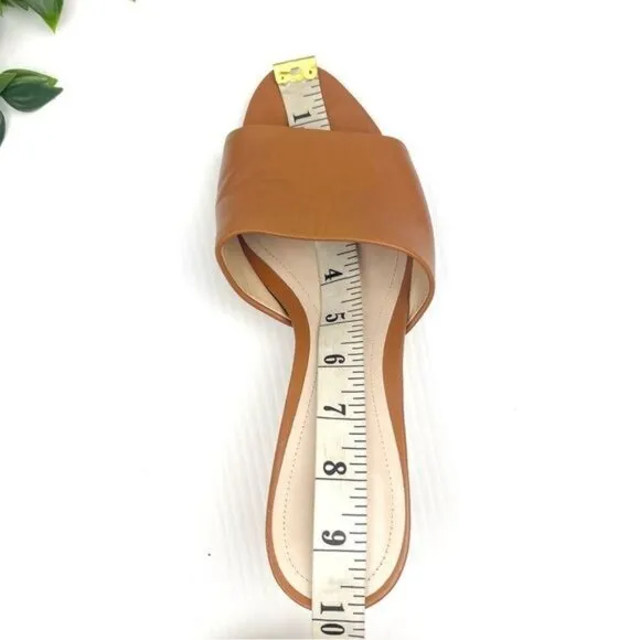 PORTE &amp; PAIRE Tan Block heel Leather Slides 9