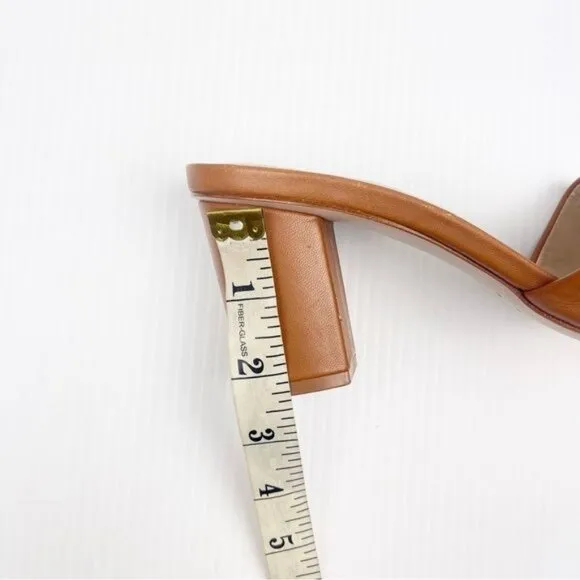 PORTE &amp; PAIRE Tan Block heel Leather Slides 9