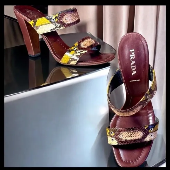 PRADA AUTHENTIC SNAKESKIN HEELS-RARE EXOTIC SZ 40 See shoe chart