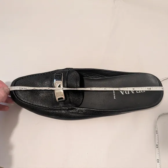 PRADA black driving mule loafer leather