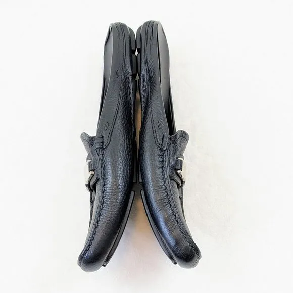PRADA black driving mule loafer leather