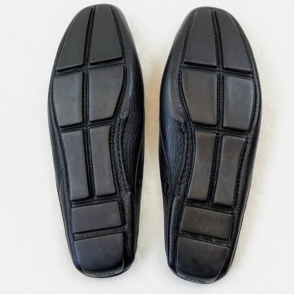 PRADA black driving mule loafer leather