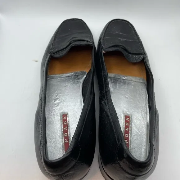 Prada black leather penny loafers women’s EU 37.5