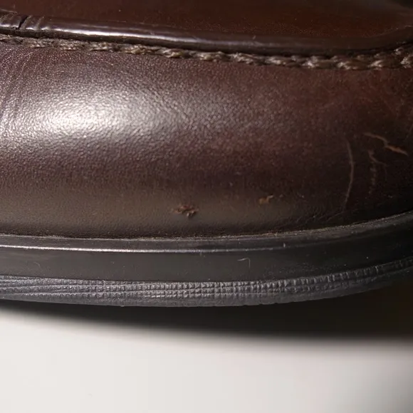 Prada Brown Leather Penny Loafers Made In Italy w/ Rubber Soles, Size 9.5