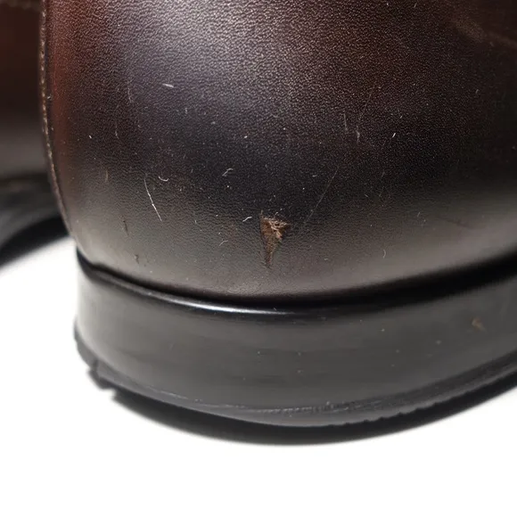 Prada Brown Leather Penny Loafers Made In Italy w/ Rubber Soles, Size 9.5