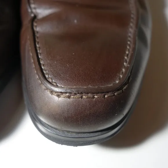 Prada Brown Leather Penny Loafers Made In Italy w/ Rubber Soles, Size 9.5