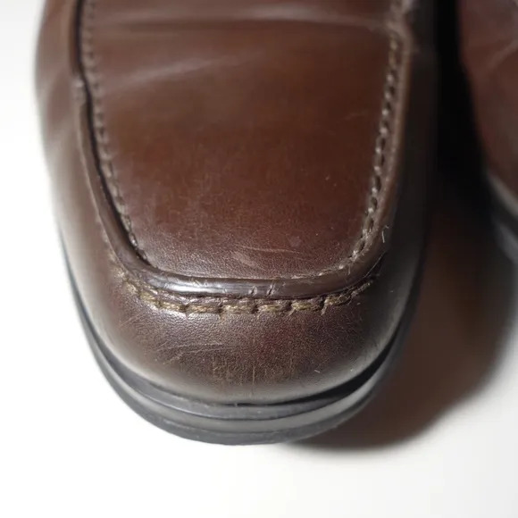 Prada Brown Leather Penny Loafers Made In Italy w/ Rubber Soles, Size 9.5