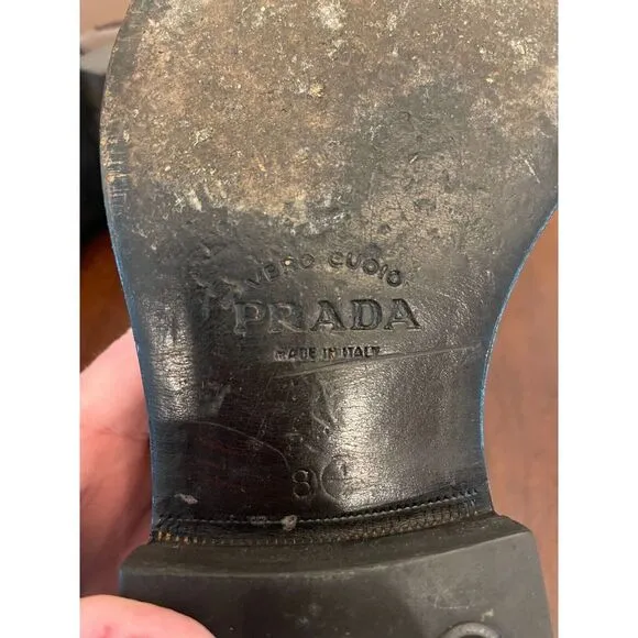 Prada Brown Leather‎ Slip On Penny Loafers Men's 8.5