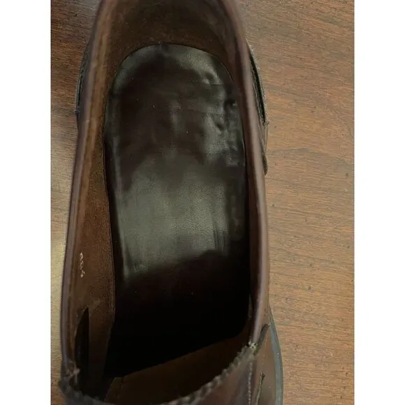 Prada Brown Leather‎ Slip On Penny Loafers Men's 8.5