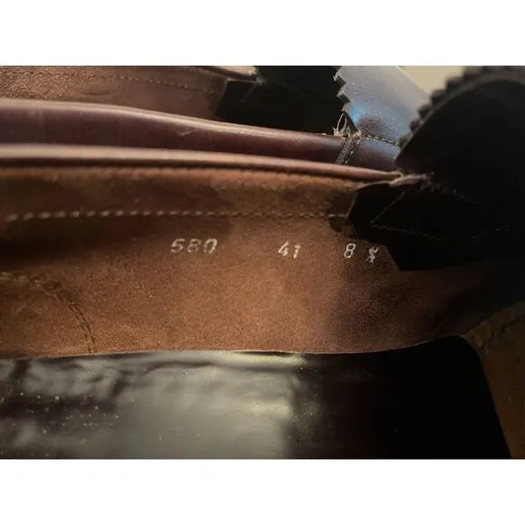 Prada Brown Leather‎ Slip On Penny Loafers Men's 8.5