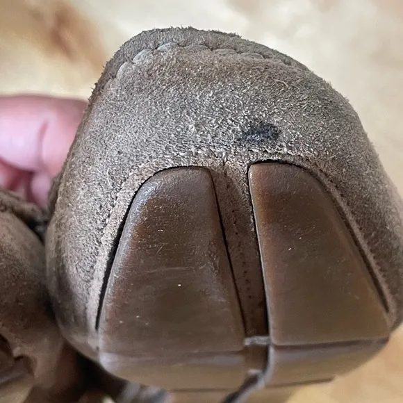 prada brown suede penny loafers driving