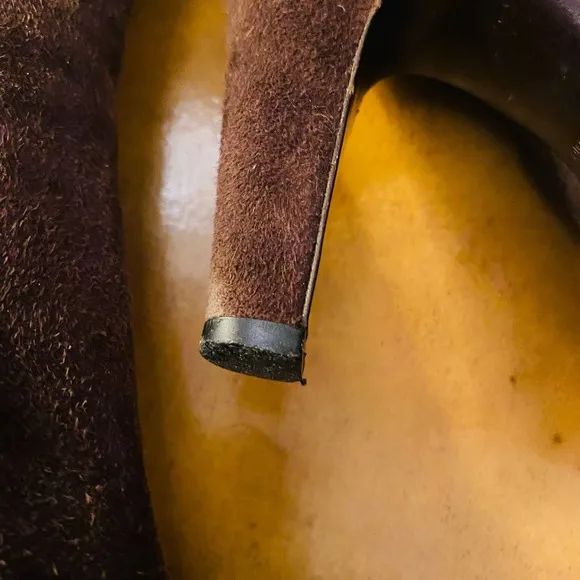 Prada Chocolate Brown Suede Platform Heeled Mid Calf Boots
