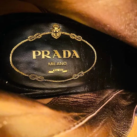 Prada Chocolate Brown Suede Platform Heeled Mid Calf Boots