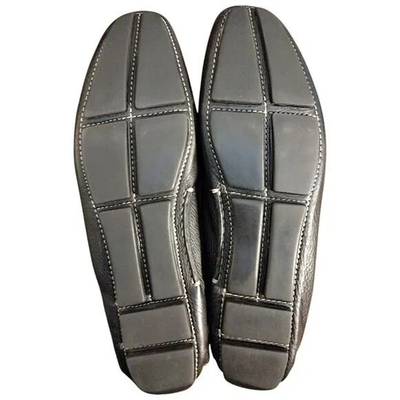 Prada Driving Loafers in Black with Silver Detail, Size EU 40.5 US 10