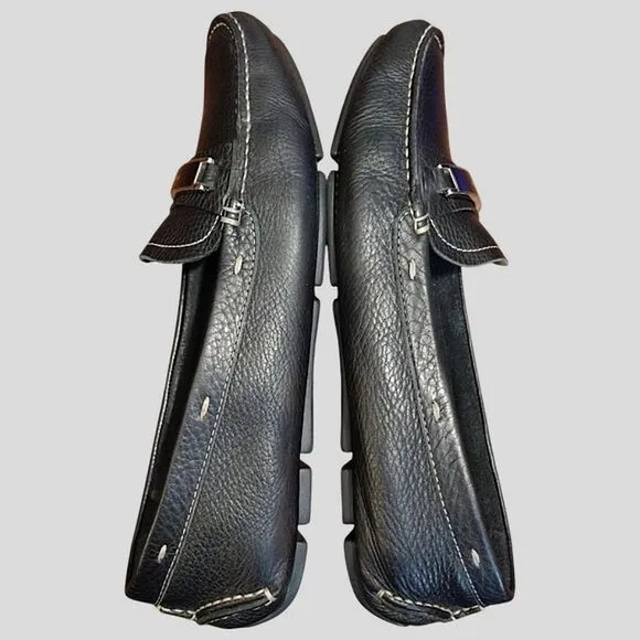 Prada Driving Loafers in Black with Silver Detail, Size EU 40.5 US 10