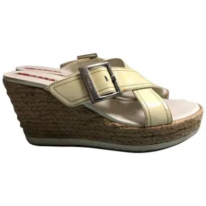 PRADA ESPADRILLE WEDGES SANDAL 37.5