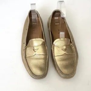 Prada Gold Leather Driving Loafers Size 40