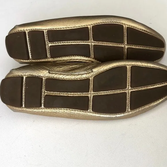 Prada Gold Leather Driving Loafers Size 40