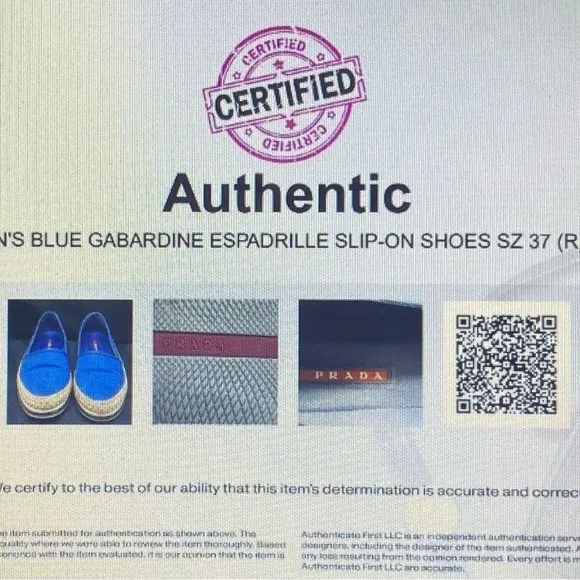 Prada Ladies Size 6 1/2 Blue Espadrilles Shoes