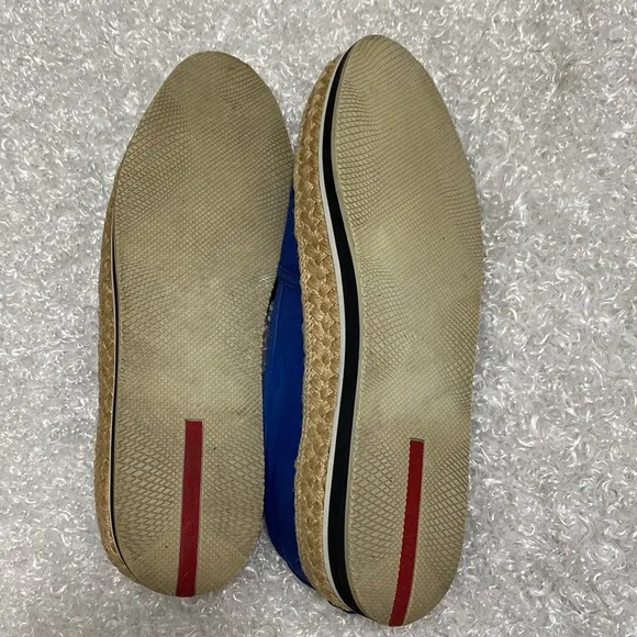 Prada Ladies Size 6 1/2 Blue Espadrilles Shoes