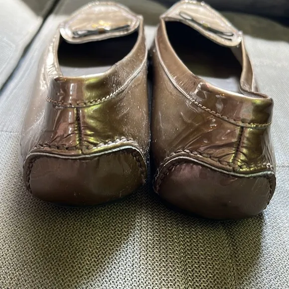 Prada Metallic bronze Patent Leather Driving Loafers