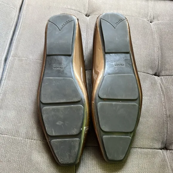 Prada Metallic bronze Patent Leather Driving Loafers