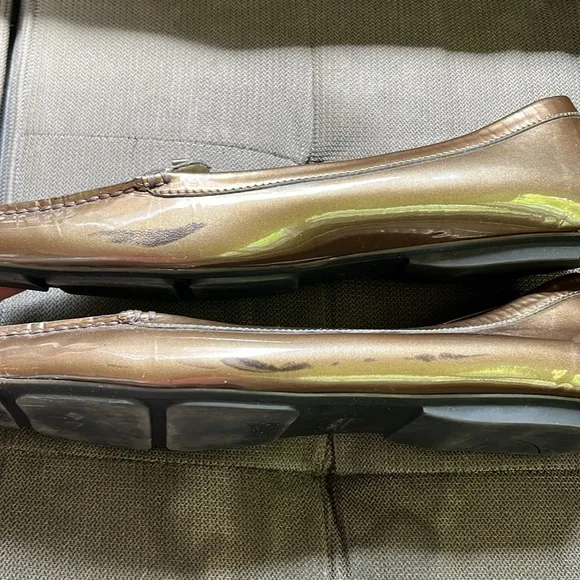 Prada Metallic bronze Patent Leather Driving Loafers