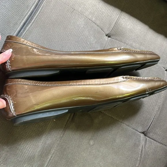 Prada Metallic bronze Patent Leather Driving Loafers