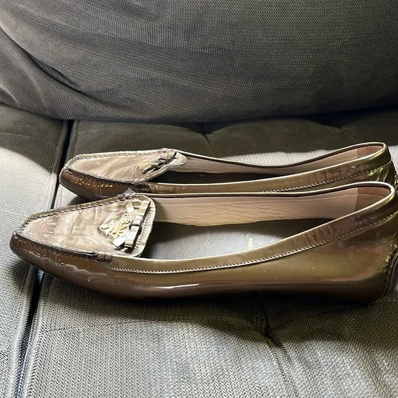 Prada Metallic bronze Patent Leather Driving Loafers