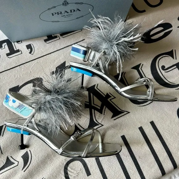 Prada Ostrich Feather Sling-back