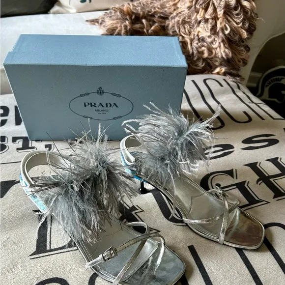 Prada Ostrich Feather Sling-back