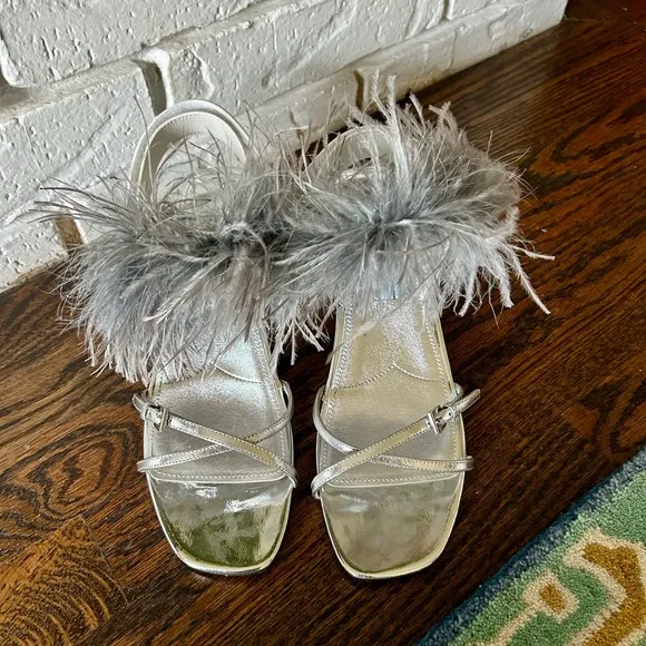 Prada Ostrich Feather Sling-back