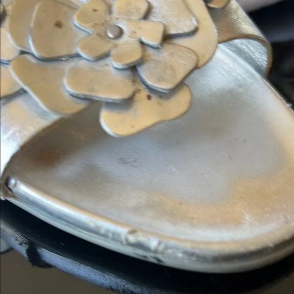 Prada Silver Floral Embellished slide Sandals vintage Y2K