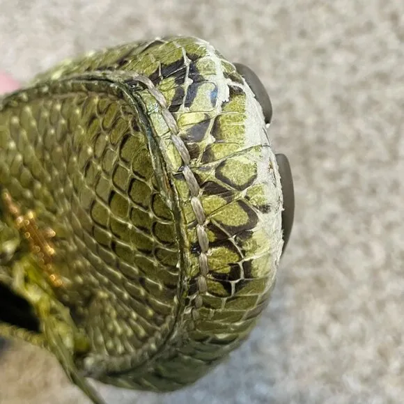 PRADA Snakeskin Green Driving Loafers | Leather Tie Designer Logo Flats