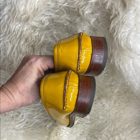 Prada Yellow Loafers Patent Leather Flats